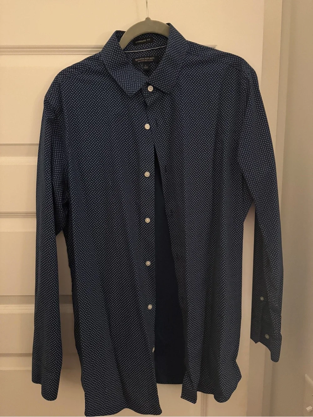 Banana Republic Men's Navy Dot Print Dress Shirt